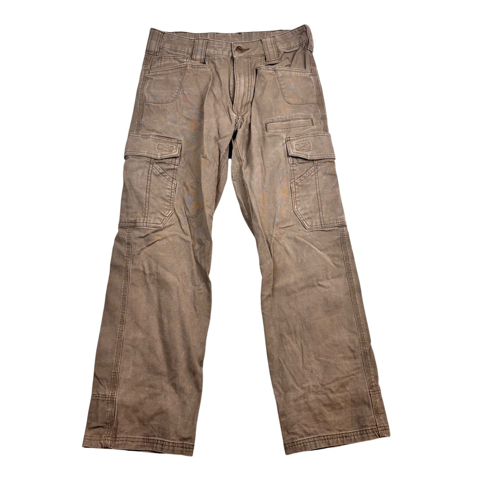 Noble Outfitters Mens Brown Canvas Cargo Work Pants 30x30 Straight Leg Utility